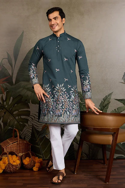 Wedding Special Elegant Festive Green Kurta for Men