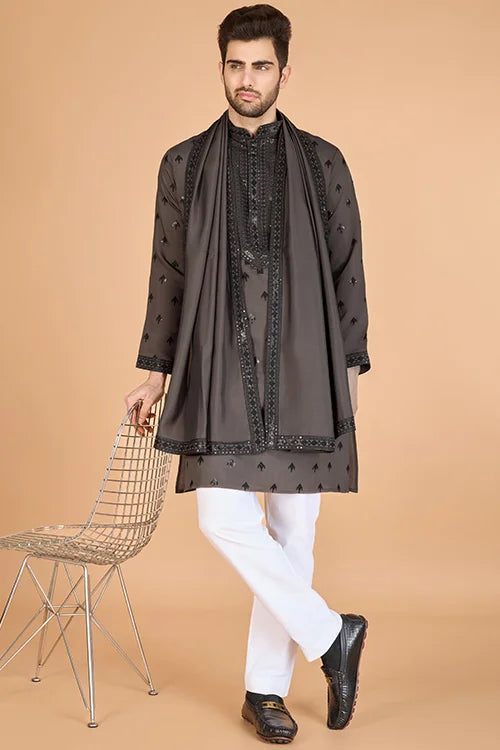 Brown Viscose Silk Kurta Set – Elegant & Stylish