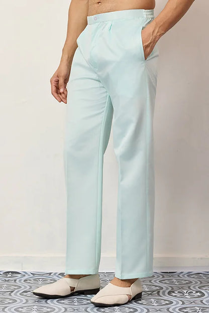 Luxury Wedding & Carnival Wear Pista Green Koti Kurta For Men