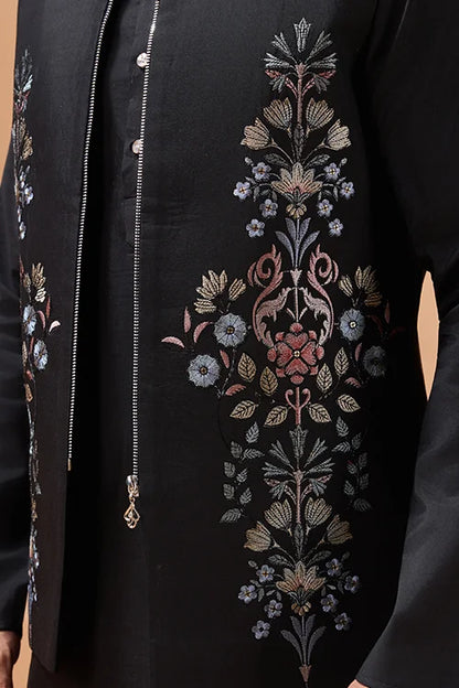 Premium Black Color Special Koti Kurta Set for Mens Wear