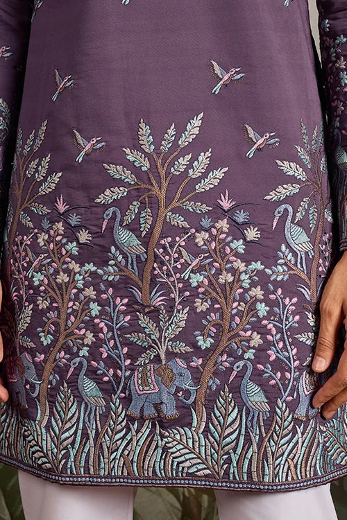Festive Look Dusty Purple Color Traditional Kurta for Mens