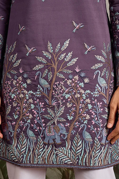 Festive Look Dusty Purple Color Traditional Kurta for Mens