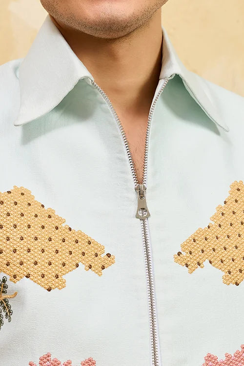 Premium Sky Bomber Jacket And Pant Combo For Mens Wear