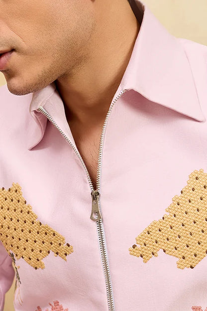 Mens Wear Special Pink Velvet Bomber Jacket Set