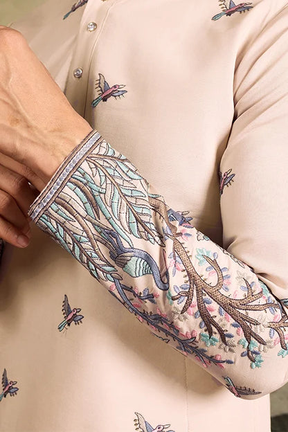 Beige Embroidered Work Beautiful Kurta for Men