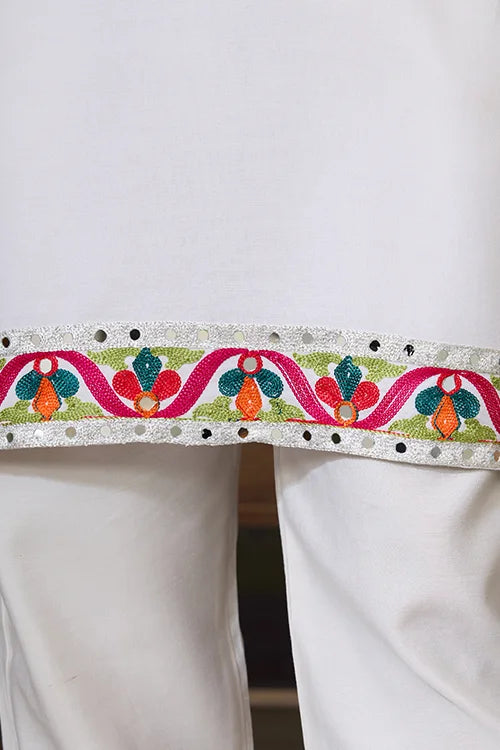 White Traditional Designer Festival Wear Kurta for Men