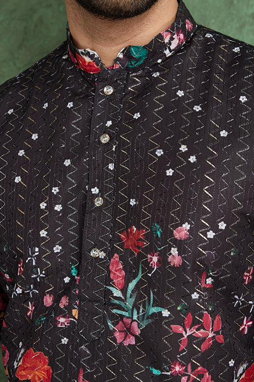 Classy Black Comfortable Kurta Clothes For Men