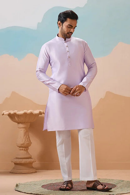 Lavender Wedding Carnival Koti Kurta Set for Mens