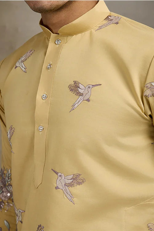 Traditional Yellow Wedding Designer Kurta For Men