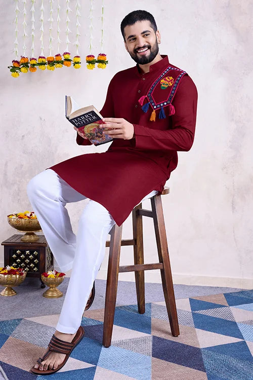 Maroon Color Navratri Special For Mens Wear Collection
