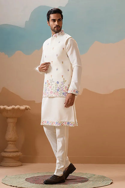 Traditional Mens Wear Kurta Koti Pant Outfit for Weddings