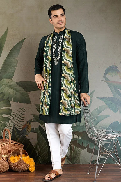 Traditional Green Kurta with Dupatta for Mens Wear
