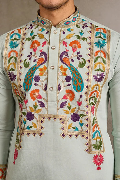 Pista Color Wedding Special Kurta Design for Mens Wear