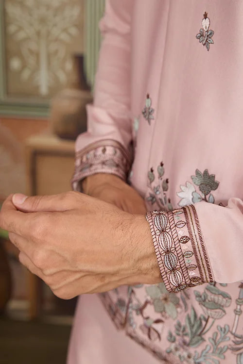 Pink Unique Color Embroidered Koti Kurta Pajama for Mens