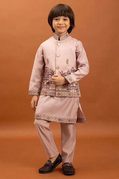 Classic Pink Koti Kurta Set for Kids 6-12 Yrs