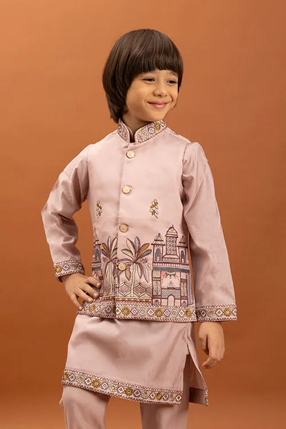 Classic Pink Koti Kurta Set for Kids 6-12 Yrs