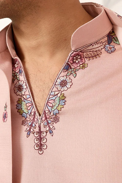 Royal Groom Ceremony Peach Koti Kurta Pair Mens Wear