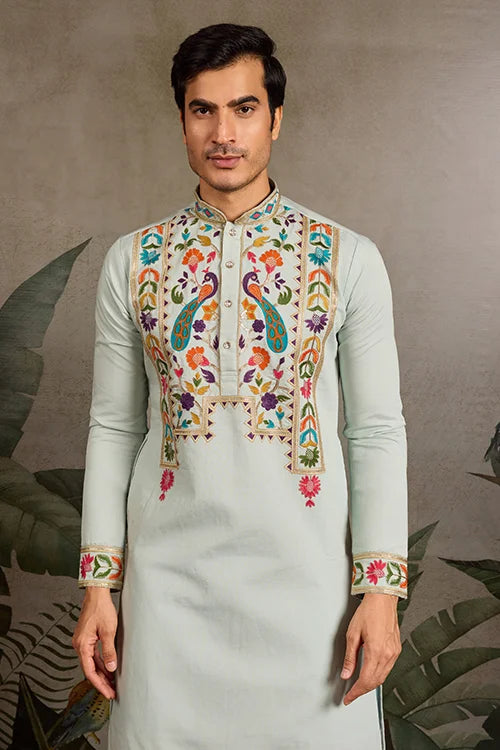 Pista Color Wedding Special Kurta Design for Mens Wear