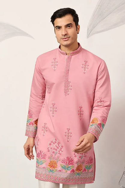 New Stylish Trendy Pink Color Kurta For Mens Wear