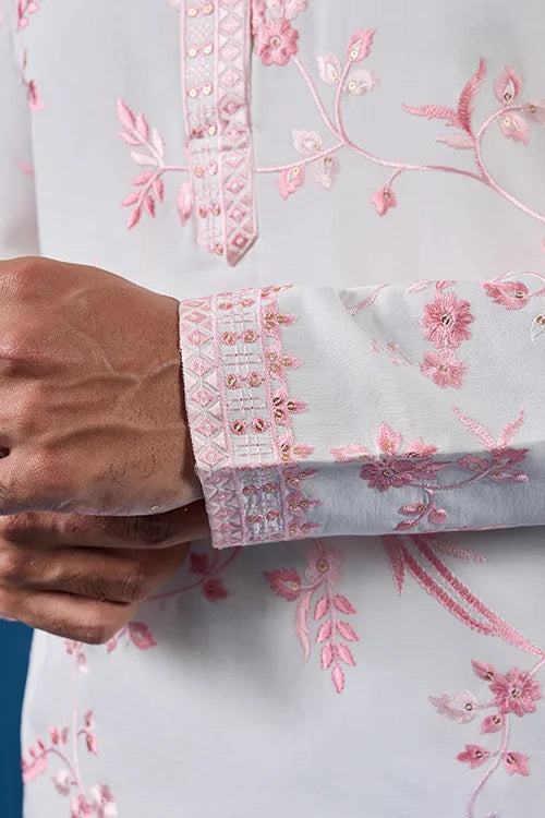 Classic White Viscose Silk Festive Kurta for Mens