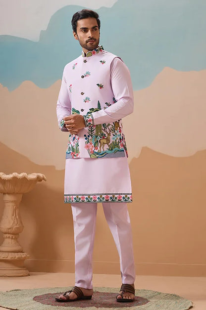 Vantara Design Luxury Lavender Mens Wear Koti Kurta