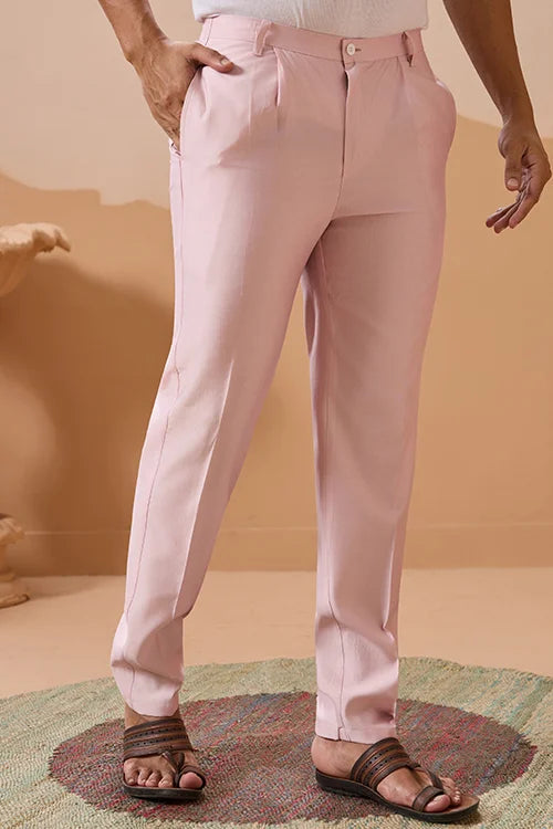 Classy Light Pink Mens Koti Kurta for Wedding Celebrations