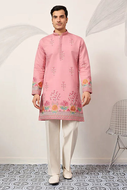New Stylish Trendy Pink Color Kurta For Mens Wear