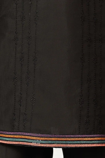 Party Wear Black V Neck Style Kurta Pant For Mens Wear