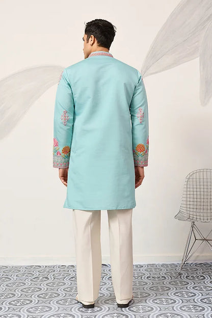 Sky Look Embroidered Work Ready Made Mens Wear Kurta
