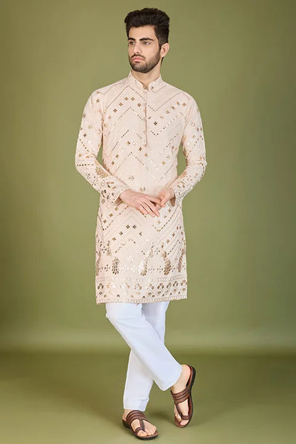 Stylish Ivery Silk Kurta For Special Occasions