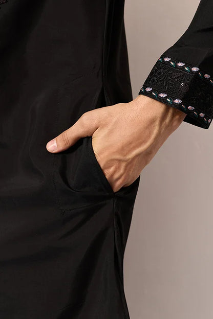 Black Stylish Trending Kurta With Dupatta For Mens Wear