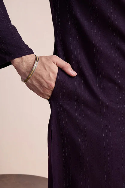 Purple Viscose Designer Kurta With Pant & Dupatta