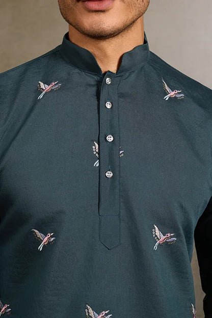 Wedding Special Elegant Festive Green Kurta for Men