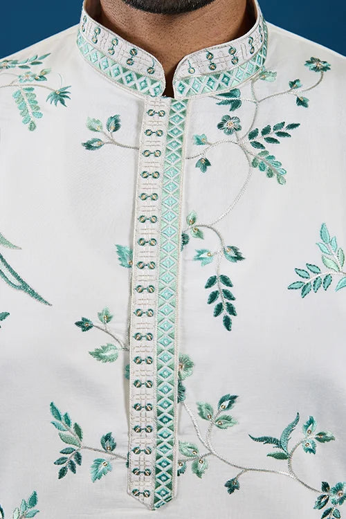 Graceful White Viscose Silk Kurta for Mens Wear