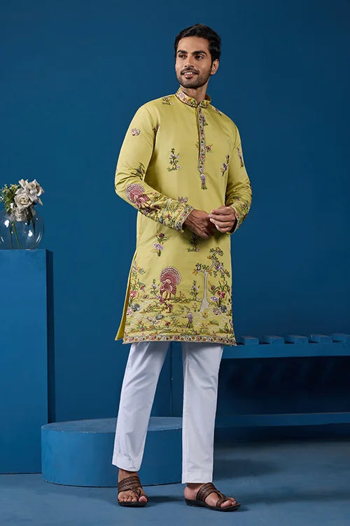 Haldi Special Yellow Outfit Kurta For Mens Wear Collection