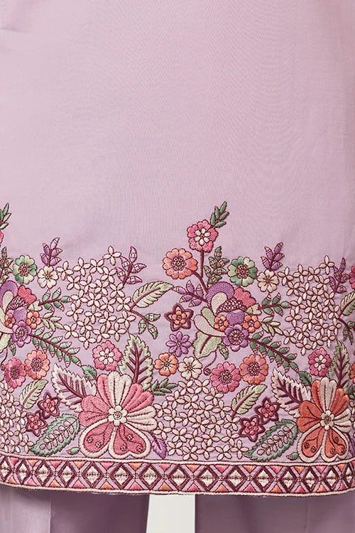 Lavender Kurta Pant Set For Traditional Mens Fashion