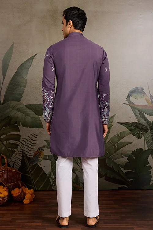 Festive Look Dusty Purple Color Traditional Kurta for Mens