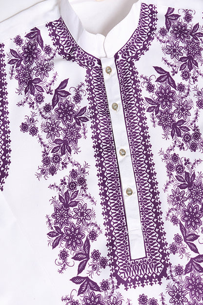Purple Color Digital Printed Gents Kurta Pyjama