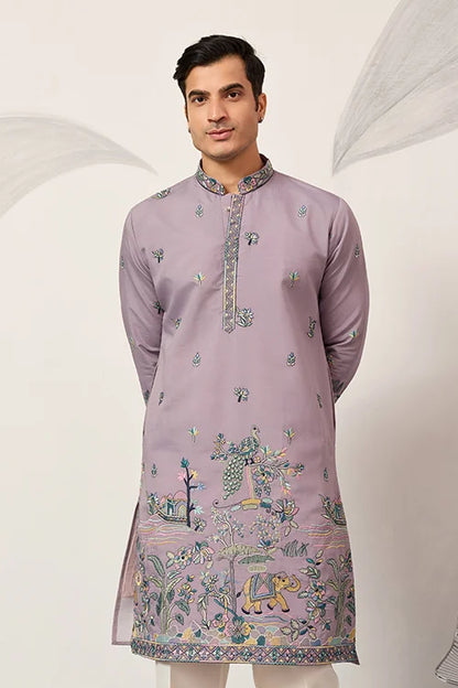 Traditional Purple Wedding Kurta for Mens Wear