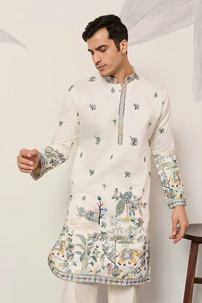 Luxury White Kurta for Indian Wedding Mens Wear