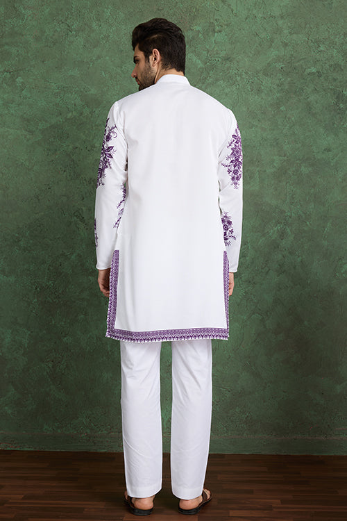 Purple Color Digital Printed Gents Kurta Pyjama