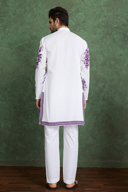 Purple Color Digital Printed Gents Kurta Pyjama