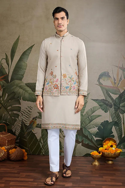 Stylish Ivery Men's Kurta Koti Set – Trendy & Elegant