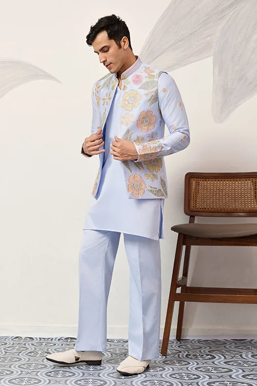 Luxury Carnival Function Special Mens Wear Koti Kurta Set
