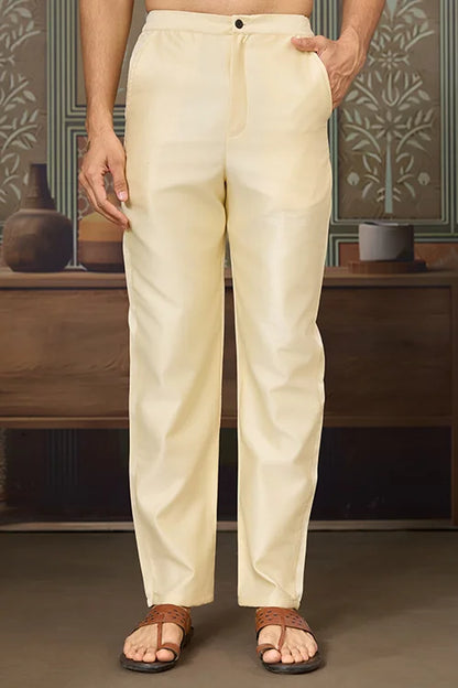 Haldi Special Light Yellow Koti Kurta Set for Mens Wear