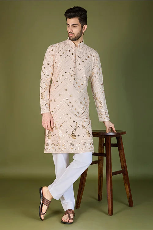 Stylish Ivery Silk Kurta For Special Occasions
