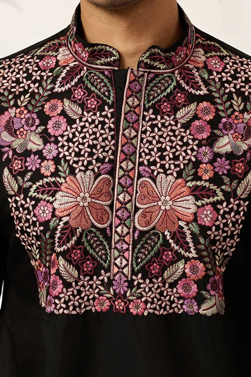 Festive Wear Premium Black Kurta Pant Set For Mens