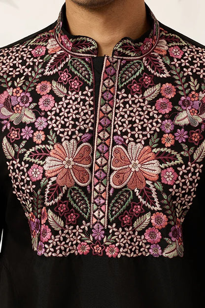 Festive Wear Premium Black Kurta Pant Set For Mens