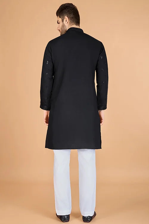 Black Viscose Silk Kurta Set – Stylish & Comfortable