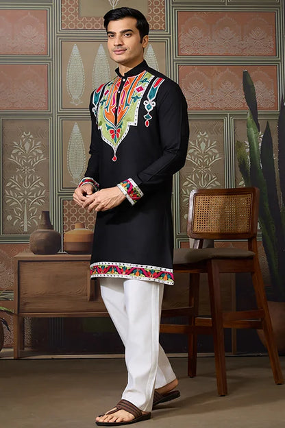 Black Trending Designer Festival Wear Men’s Kurta